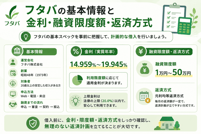 フタバの基本情報と金利・融資限度額・返済方式