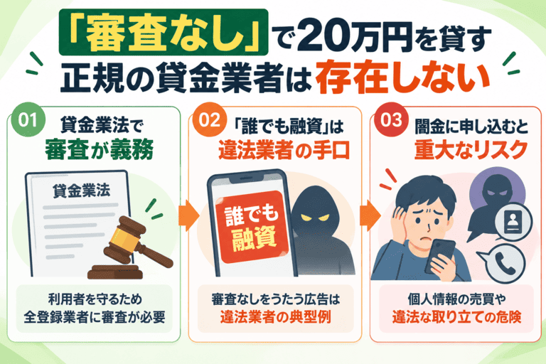 「審査なし」で20万円を貸す正規の貸金業者が存在しない理由の解説